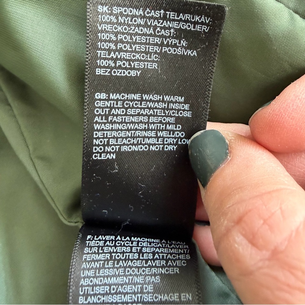 The North Face "Peak Insulated" Olive Green Puffer Cream Sherpa Jacket - Picture 15 of 17